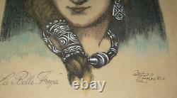 THE BEAUTIFUL FREYA, wife of the God ODIN lithograph by Jean THEZELOUP 20th