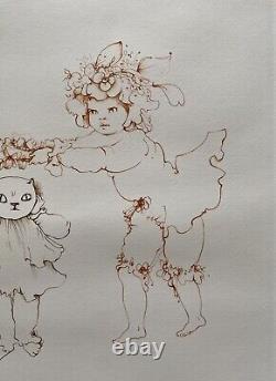 The little girl crowning the cat Léonor Fini Signed and numbered lithograph