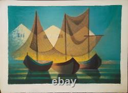 Toffoli Louis (1907-1999) Lithograph Signed, Boats In Port P1646