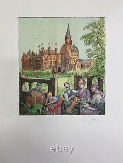 Tomi Ungerer Bavarian Picnic in front of Neuschwanstein Castle lithograph SUP