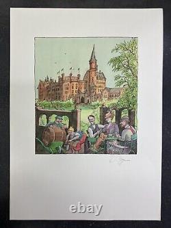 Tomi Ungerer Bavarian Picnic in front of Neuschwanstein Castle lithograph SUP