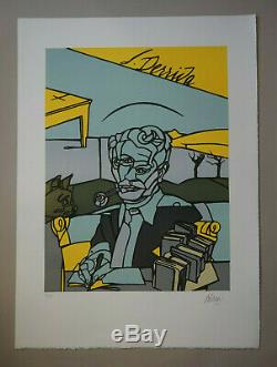 Valerio Adami Derrida Original Lithograph Signed And Numbered