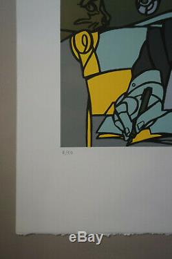 Valerio Adami Derrida Original Lithograph Signed And Numbered