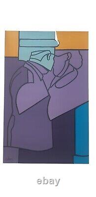 Valerio Adami - The Kissing Couple Original Lithograph Gallery Maeght