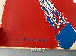 Very Beautiful Abstract Silkscreening Louis Teyssandier 1970 Art Abstraction Litho