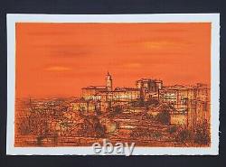 Very beautiful LITHOGRAPH by JEAN CARZOU Village of Provence steeple unsigned