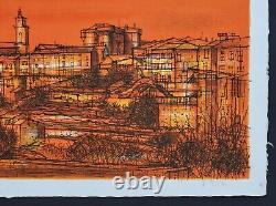 Very beautiful LITHOGRAPH by JEAN CARZOU Village of Provence steeple unsigned