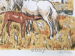 Yves Brayer Lithography Horses Camargue Signee N° 69/220 Lithograph Horses