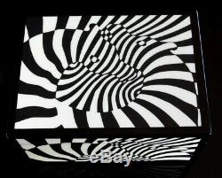 Zebras Vasarely Op Lacquered Wood Box 70 Kinetic Art Design Optical Lithography