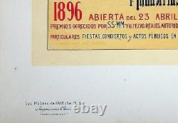 A de RIQUER Barcelone Exposicion Artes Lithographie originale, Signée 1897
