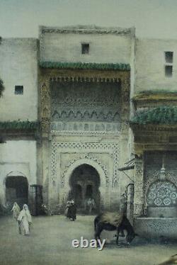 Alfred BROQUELET La Fontaine Nadjarine à Fez Maroc Litho orig. Coul 1/50 Japon