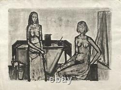 André MINAUX Lithographie originale signée Les trois nus 1960 Mourlot