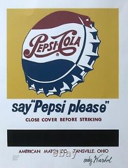 Andy Warhol Lithographie Originale Say Pepsi Please Pop Art Signée Numérotée
