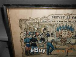 BREVET de CANNE sous verre fait à Marseille 1876 63e régiment de ligne