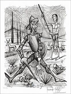 Bernard BUFFET Lithographie originale signée, Don Quichotte 76x58cm 1989