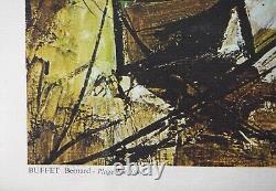 Bernard BUFFET Plage bretonne Lithographie sur toile, Signée