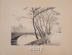 Charles LACOSTE Paris, Seine et le Quai d'Orsay, Lithographie originale signée