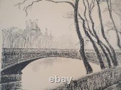 Charles LACOSTE Paris, Seine et le Quai d'Orsay, Lithographie originale signée