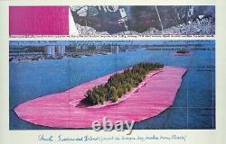 Christo Affiche 1982 Signée Ds La Planche Signed Poster Surrounded Islands Miami