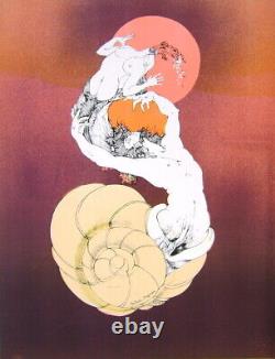 Didier MOREAU Lithographie originale signée sur Japon Amour voilé portrait