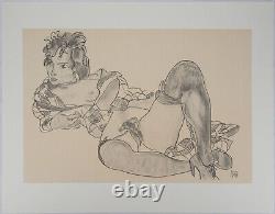 Egon SCHIELE Nu provocant Lithographie signée