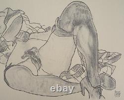 Egon SCHIELE Nu provocant Lithographie signée