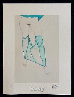 Egon Schiele Lithographie COA Original Estampillé Signé Op (Edvard Munch)