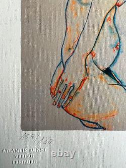 Egon Schiele Lithographie COA Original Numéroté à Main Signé Limité Timbre