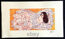 Egon Schiele Lithographie COA Original Signé Agréé Estampillé Numéroté