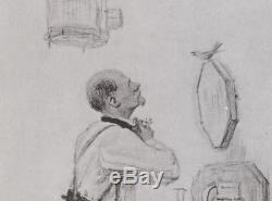 Emile FRIANT Lithographie signée Autoportrait en académicien 38x29cm 1931