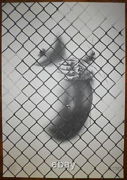 Ernest Pignon-Ernest Lithographie originale signée numérotée contre l'apartheid