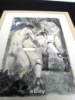 Erotisme En Sous-bois -lithographie Aquarellee 1930 Berthomme St-andre -ero 17