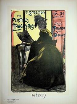 F. GOTTLOB Femme à l'estampe Lithographie originale signée, 1899