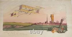 GAMY Marguerite, Voyage de Buc à Chartres, lithographie, 1910, aviation