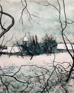 Gantner Bernard-Village sous la neige-Superbe lithographie originale signée