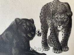 Georges Lucien GUYOT LITHOGRAPHIE Panthère Noire Panther Tigre Esprit Paul Jouve