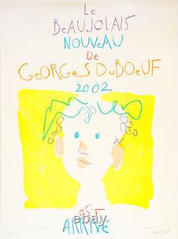 Gérard TRAQUANDI Lithographie originale SIGNÉE 100 ex. Le Beaujolais 2002