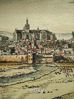 Gravure Israël Silvestre Signée Profil Ville de Metz 1667- Avec Cadre