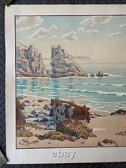 HENRI RIVIERE gravure lithographie bretonne bretagne marine 1900 Vague La Plage