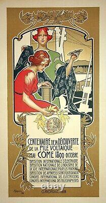 HOHENSTEIN Allégories de l'électricité Lithographie originale signée, 1899