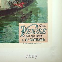 Hugo d'ALESI Venise, la gondole fleurie, LITHOGRAPHIE originale signée, 1899