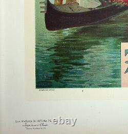Hugo d'ALESI Venise, la gondole fleurie Lithographie originale signée, 1899