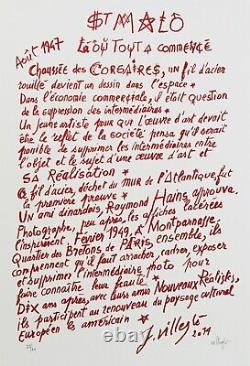 Jacques VILLEGLE Saint-Malo 2014 Lithographie originale signée