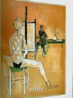 Jansem Jean -rare Lithographie Originale Signee 1960 -le Peintre Et Son Modele