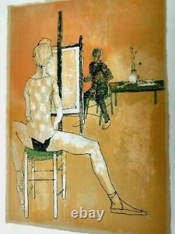 Jansem Jean -rare Lithographie Originale Signee 1960 -le Peintre Et Son Modele