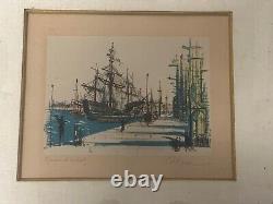 Jean CARZOU (1907-2000), Vue d'un port Litho Épreuve d' artiste signée 1954