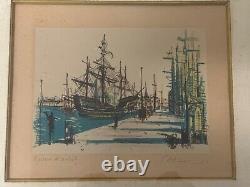 Jean CARZOU (1907-2000), Vue d'un port Litho Épreuve d' artiste signée 1954