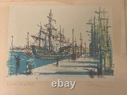 Jean CARZOU (1907-2000), Vue d'un port Litho Épreuve d' artiste signée 1954