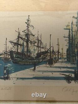 Jean CARZOU (1907-2000), Vue d'un port Litho Épreuve d' artiste signée 1954