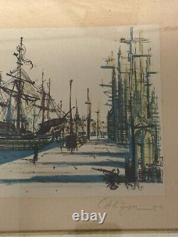 Jean CARZOU (1907-2000), Vue d'un port Litho Épreuve d' artiste signée 1954